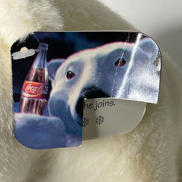 Vintage 1994 Coca-Cola Polar Bear Plush 12” Stuffed Animal with Badge Logo Tag - Picture 11 of 15